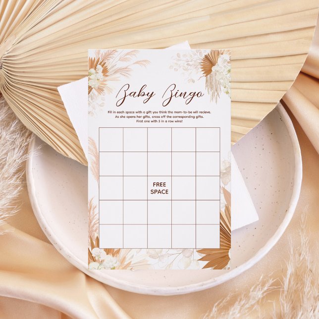 Neutralt Pampasgräs BINGO Baby Shower-spel Flygblad (Skapare uppladdad)