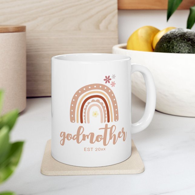 Neutralt Pastel Boho Rainbow Godmor Etablerad Kaffemugg (Skapare uppladdad)