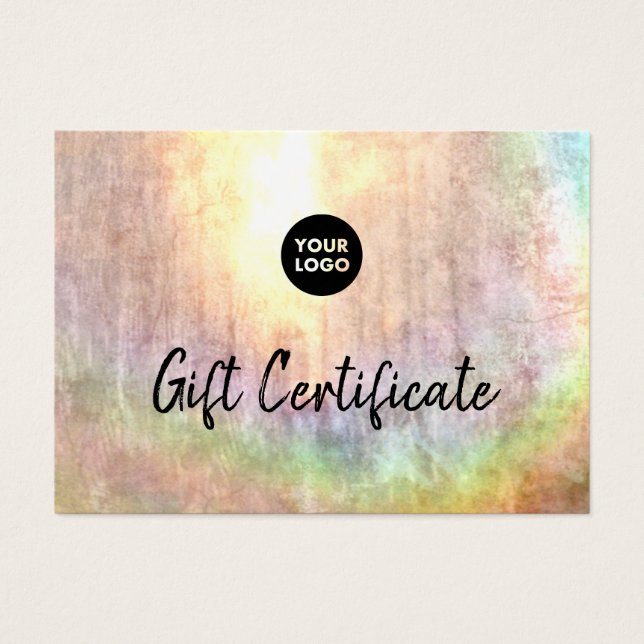 Neutralt Pastel Rainbow Grunge Gift Certificate Visitkort (Framsidan)