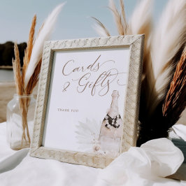 Neutralt Pearls and Prosecco Cards Gifts Sign Poster