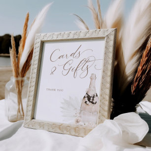 Neutralt Pearls and Prosecco Cards Gifts Sign Poster