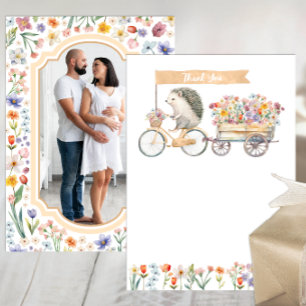 Neutralt Photo Tack - Hedgehog Baby Shower Kort