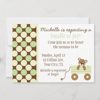 Neutralt Polka dots Baby Shower-inbjudan Inbjudningar