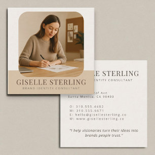 Neutralt Professionell Modern Namn Business Photo Fyrkantigt Visitkort