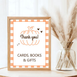 Neutralt Pumpkin Baby Shower Card Bok Gift Poster