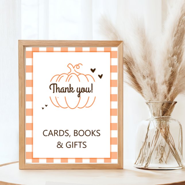Neutralt Pumpkin Baby Shower Card Bok Gift Poster (Skapare uppladdad)