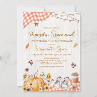 Neutralt Pumpkin Spice Allting Nice Baby Shower Inbjudningar