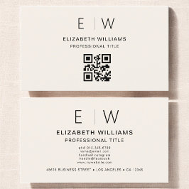 Neutralt QR-kod Monogram Minimalistisk modern Visitkort