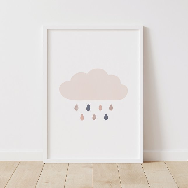Neutralt Rain Cloud Nursery Poster (Skapare uppladdad)