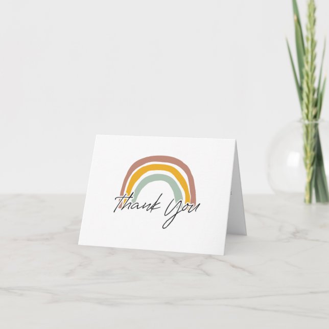 Neutralt Rainbow Baby Shower Tack för ditt kort (Framsida)