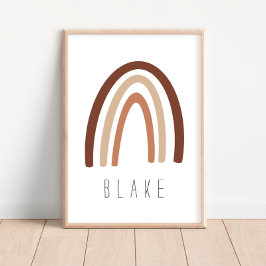 Neutralt Rainbow Namn Nursery Decor Poster