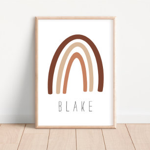 Neutralt Rainbow Namn Nursery Decor Poster