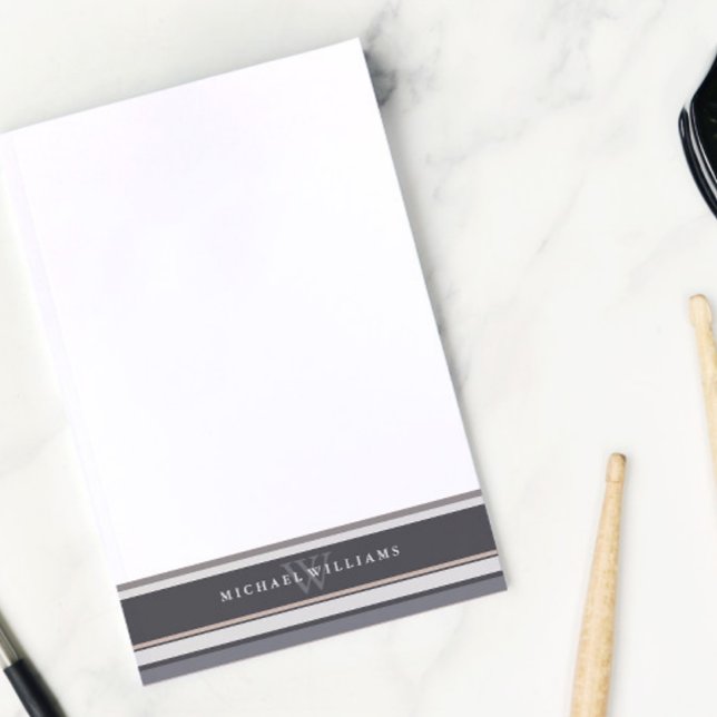 Neutralt Rand Monogrammad Post-it Block (Skapare uppladdad)