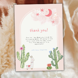 Neutralt Rosa Boho Arch Cactus Baby Shower Tack Kort