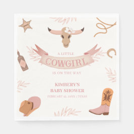 Neutralt Rosa Boho Vilda western Cowgirl Baby Show Pappersservett