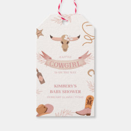 Neutralt Rosa Boho Vilda western Cowgirl Baby Show Presentetikett