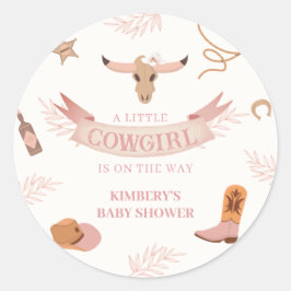 Neutralt Rosa Boho Vilda western Cowgirl Baby Show Runt Klistermärke