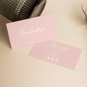 Neutralt  Rosa Minimalist Boho Girly Modern Visitkort