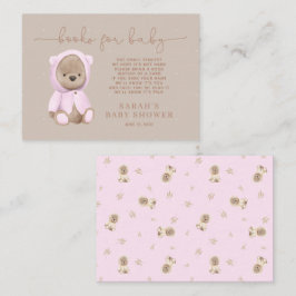 Neutralt Rosa Nalle Baby Shower Bok Request Tilläggskort