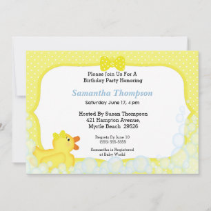 Neutralt Rubber Ducky Birthday Patyr-inbjudningar Inbjudningar