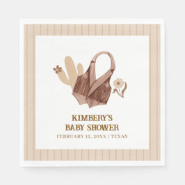 Neutralt Rustic Boho Cactus Cowgirl Baby Shower Pappersservett