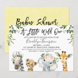 Neutralt Safari Animals Baby Shower-inbjudan Inbjudningar