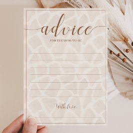 Neutralt Safari Giraffe Baby Shower Advice-kort