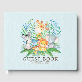 Neutralt Safari Jungle Boys Baby Shower Guest Bok