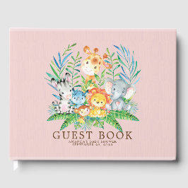 Neutralt Safari Jungle Girls Baby Shower Guest Bok