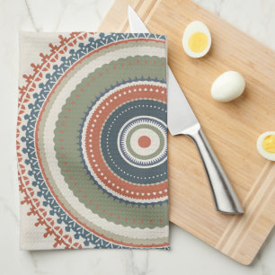 Neutralt Sage Blue Multi Mandala Kökshandduk
