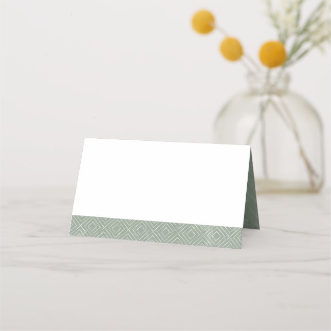 Neutralt Sage Grönt Marble Tält Place Card Placeringskort (Framsida)