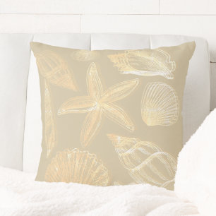 Neutralt Sand Tan Beige Seashell Snäckas Beach Hou Kudde