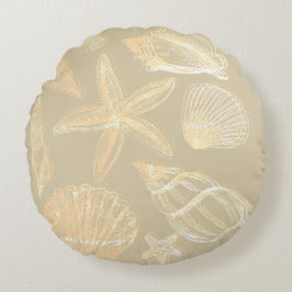 Neutralt Sand Tan Beige Seashell Snäckas Beach Hou Rund Kudde