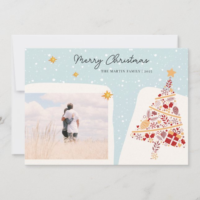 Neutralt Snyggt Helgdag Önskar fotopilkort Julkort (Framsida)