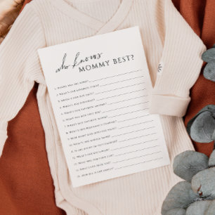 Neutralt som känner till Mamma Baby Shower Game Ca Inbjudningar