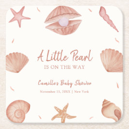 Neutralt Sommarskal Pearl Baby Shower Underlägg Papper Kvadrat