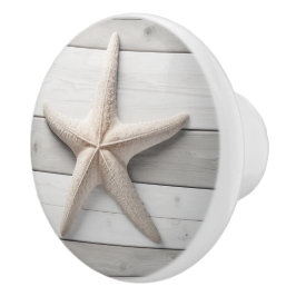Neutralt Starfish Sea Star Beige Faux Wood Drawer Knopp