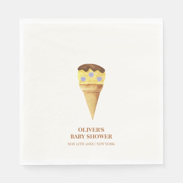 Neutralt Summer Scoop Ice Cream Boy Shower Pappersservett (Framsidan)