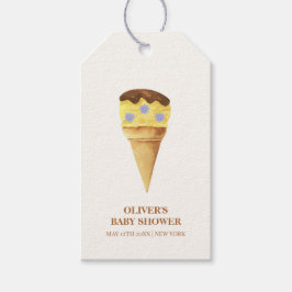 Neutralt Summer Scoop Ice Cream Boy Shower Presentetikett