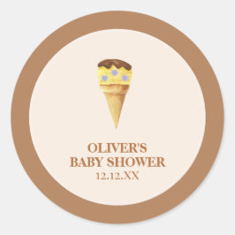 Neutralt Summer Scoop Ice Cream Boy Shower Runt Klistermärke