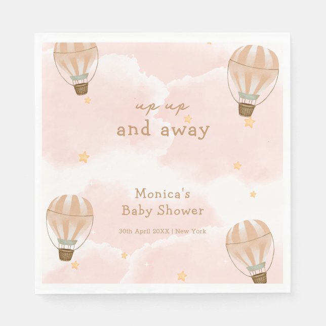 Neutralt Sweet Cloud Luftballong Baby Shower Pappersservett (Framsidan)