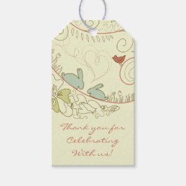 Neutralt Tack Babykläder för kaniner och blommor Presentetikett