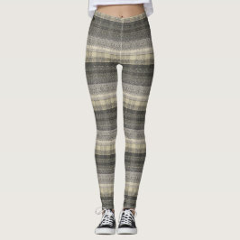 Neutralt Tan Beige Grått Play Geometric Mönster Leggings