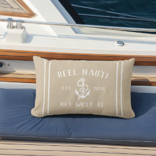 Neutralt Tan Beige Personlig Boat Namn Anchor Lumbarkudde