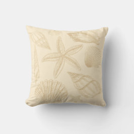 Neutralt Tan Beige Seashell Snäckas Beach House Kudde