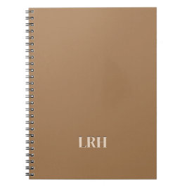 Neutralt Tan Brown Simple Initial Monogram Anteckningsbok