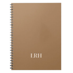 Neutralt Tan Brown Simple Initial Monogram Anteckningsbok