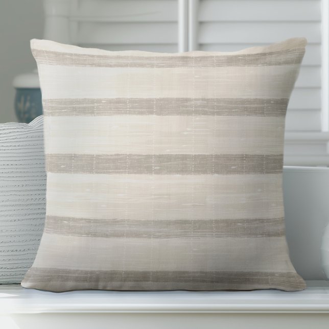 Neutralt Tan Brown Stripe Pillow Kudde (Skapare uppladdad)