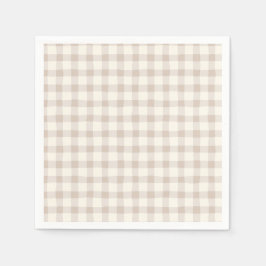 Neutralt Tan Gingham Pappersservett