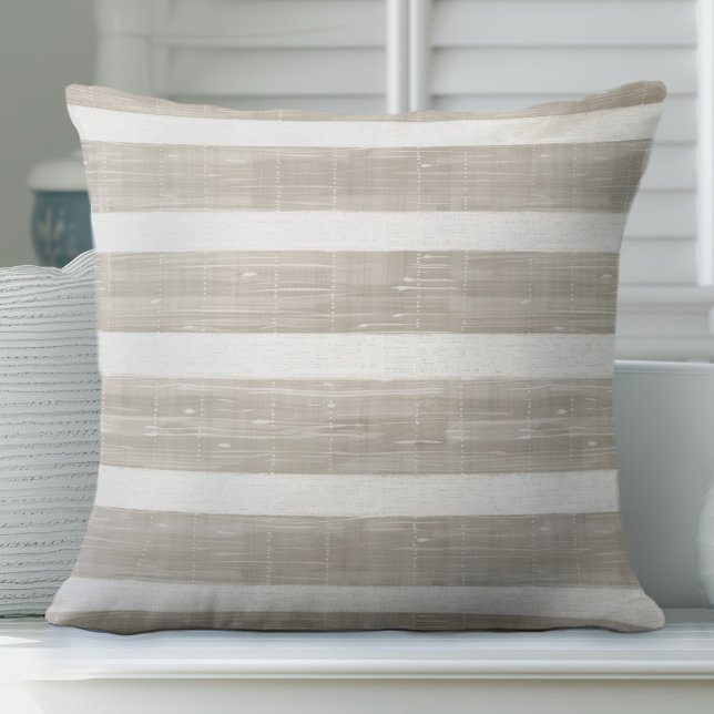 Neutralt Tan Stripe Pillow Kudde (Skapare uppladdad)